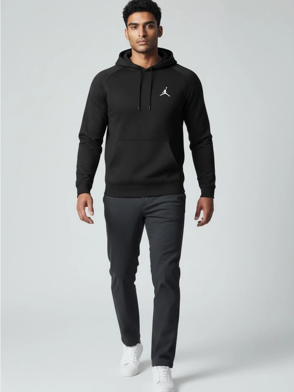 Jordan Black Hoodie with White Jumpman Logo